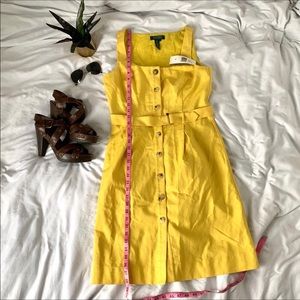 Yellow button down sleeveless dress